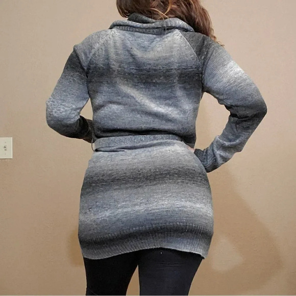 AB STUDIO | Gray Ombre Belted Sweater Dress - Picture 5 of 5